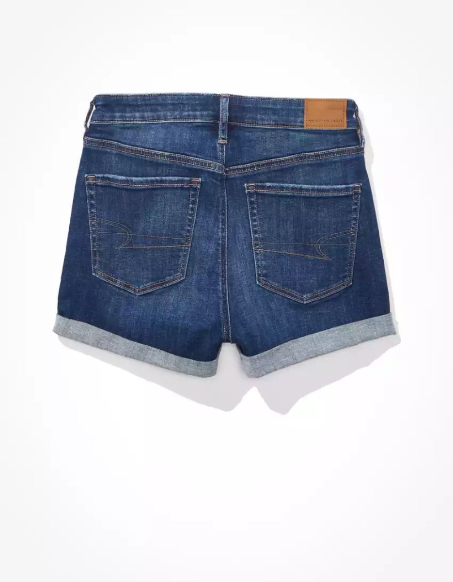 Shorts American Eagle AE Ne(x)t Level High V-Rise Denim Indigo Grise Foncé Femme | SPA-20238865